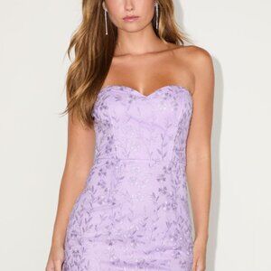 Lulus Exquisite Sensation Lavender Embroidered Strapless Mini Dress Purple